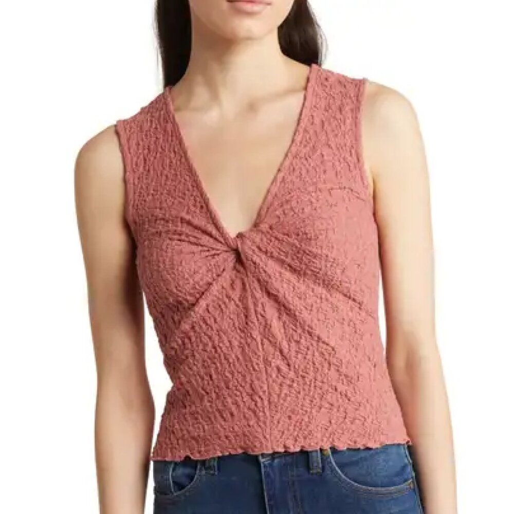 Madewell Popcorn Knit Twist Front Sleeveless Crop Top
